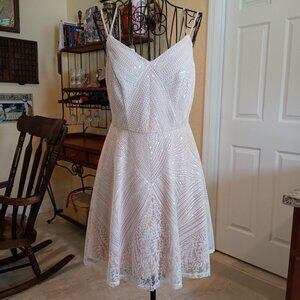 Camille La Vie Sequin Mesh Skater Cocktail Dress